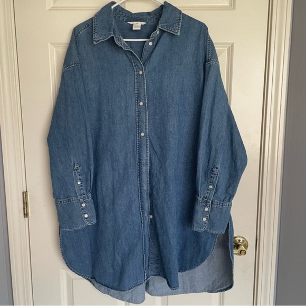 H&M long jean jacket size L